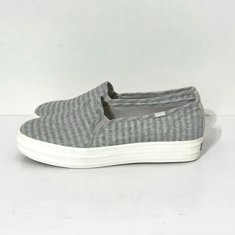 Keds Women's Triple Decker Subtle Chambray Stripe Sneaker Size 9.5